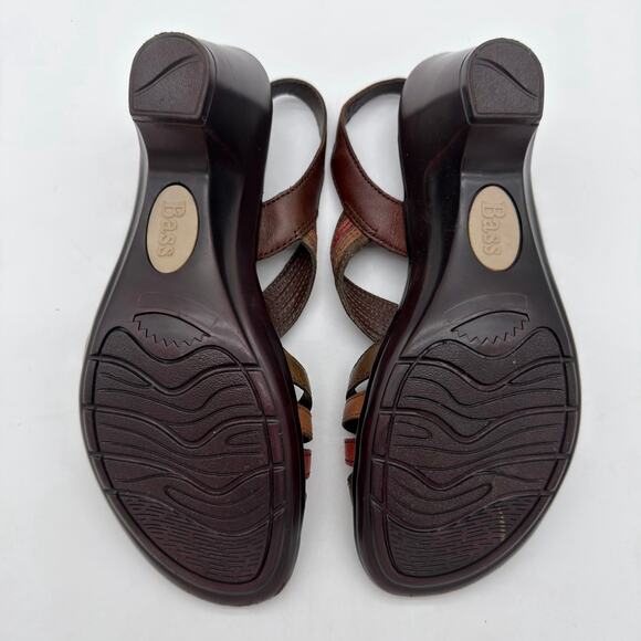 Bass Juliana Boho Wedge Strappy Comfort Leather Braided Sandals Earth Tones 8 - Picture 4 of 6